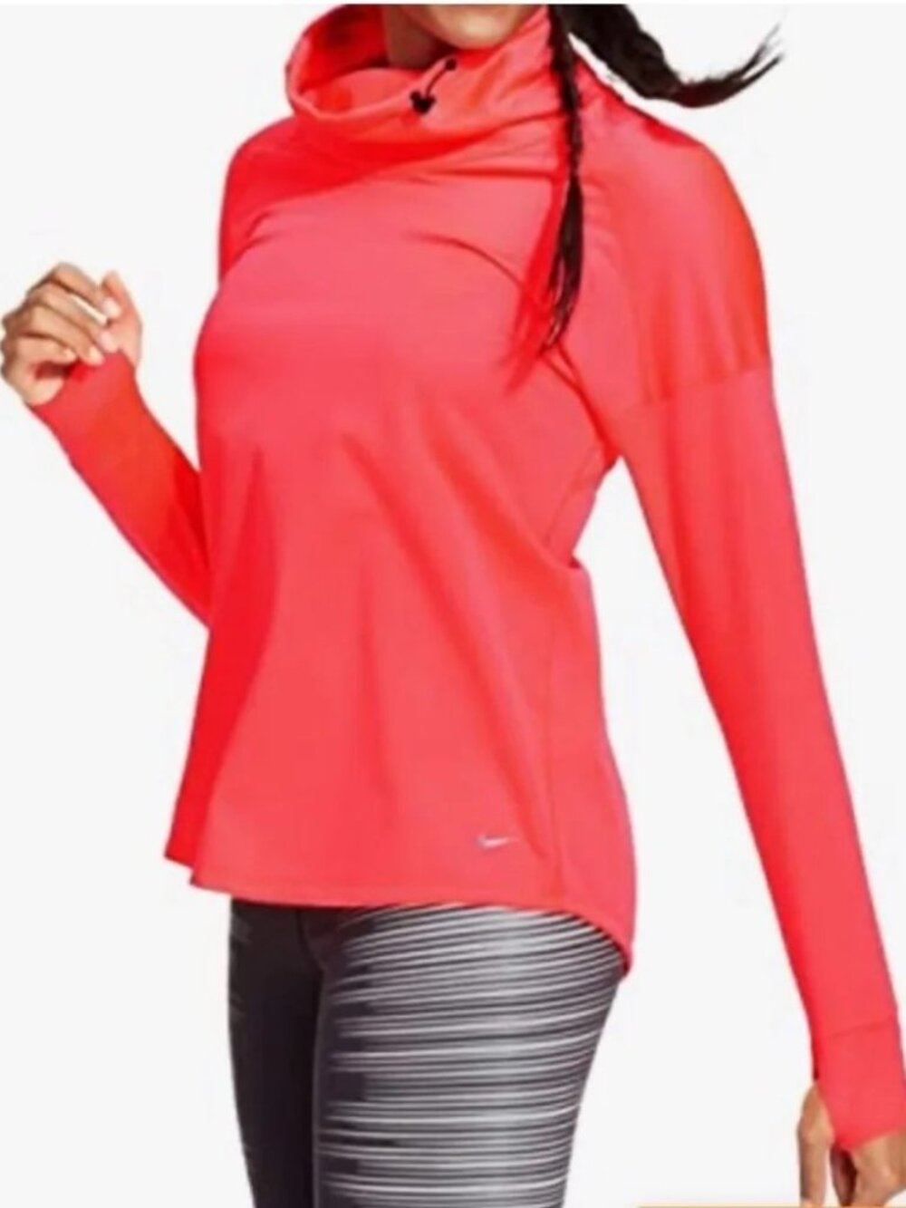 NIKE Relay Midweight Cowl Neck Dri-FIT Running Pullover in Hyper Punch (L)